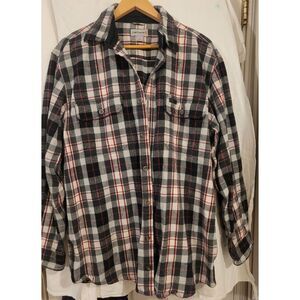 Carhartt 100587 Mens Heavy Flannel Shirt Large Plaid Original Fit Button